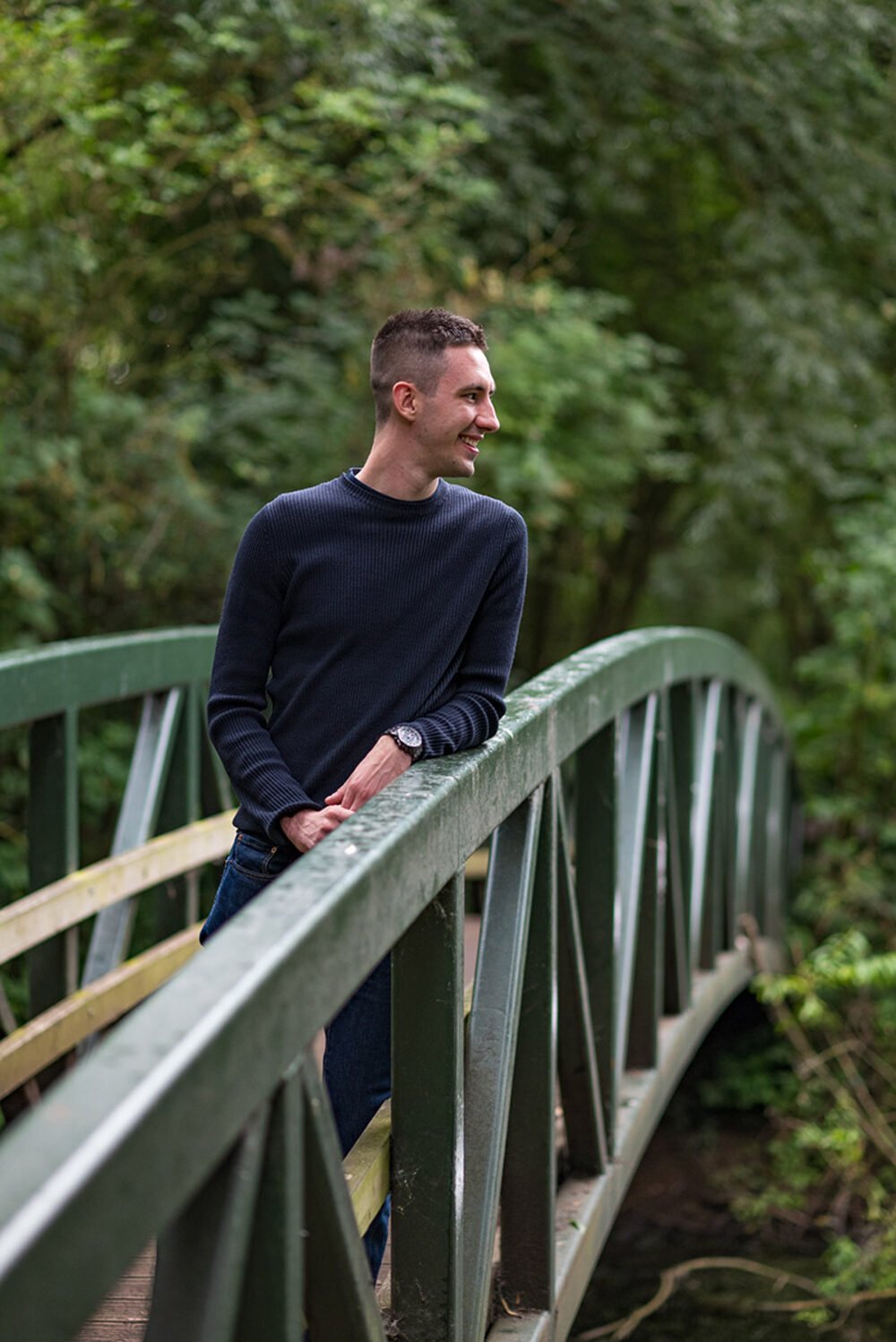 Environmental founder portrait on a Cambridgeshire bridge.