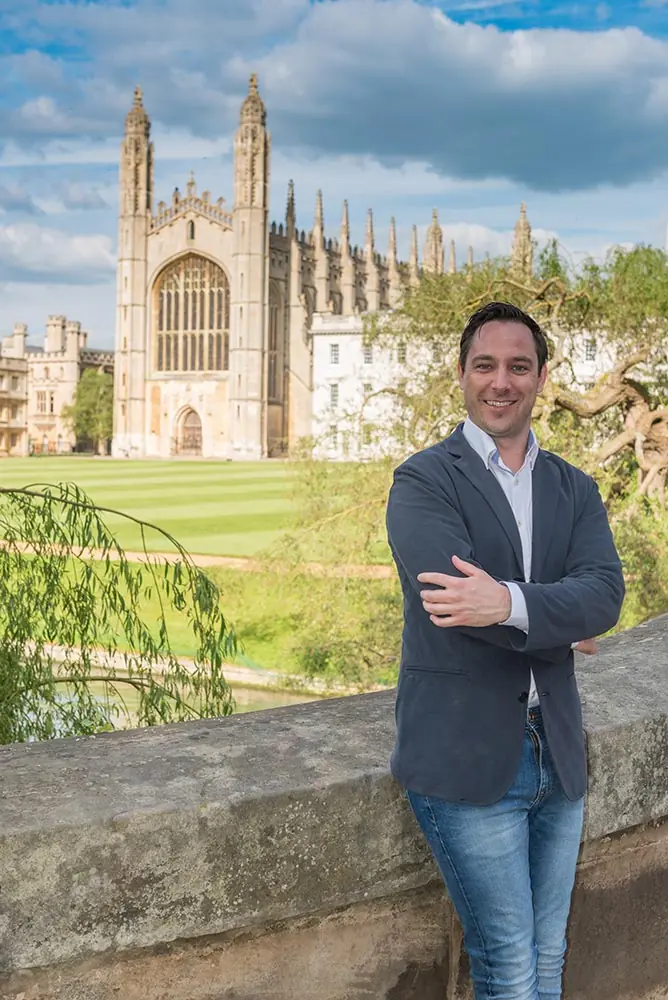 Professional location portrait in historic Cambridge